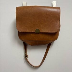 Madewell Leather Purse The Abroad Shoulder or Crossbody Flap Dark Toffee L4913